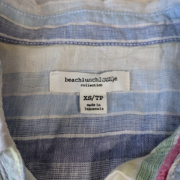 Beachlunchlounge Linen Blend Sleeveless Button Down Shirt Rainbow colors - Picture 5 of 6